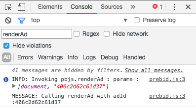 renderAd event in browser console renderAd event in browser console